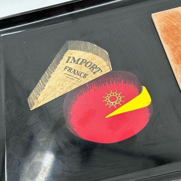 COUROC Serving Tray Cheeseboard "Cheese Import France" Wood Inlay & Board MCM - Picture 3 of 7